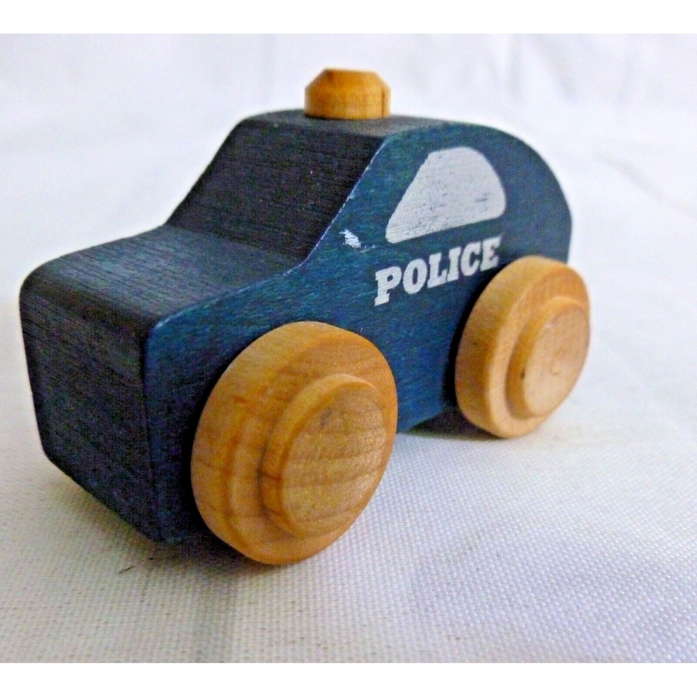 Maple Landmark Woodcraft - Police Car - Rare Lead Front Pull Car